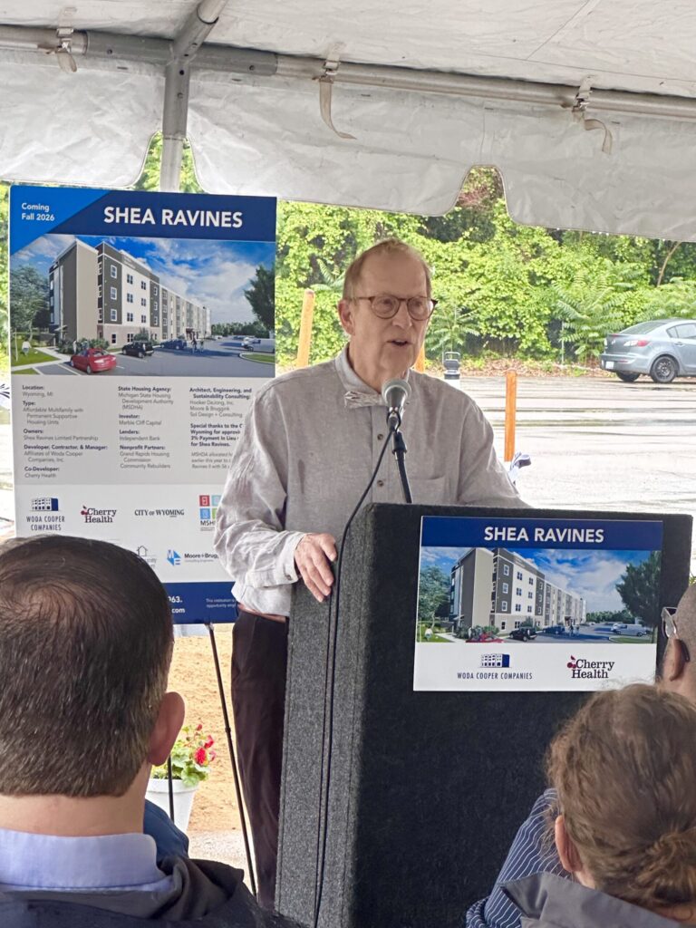 Chris Shea (namesake) speaks at Groundbreaking